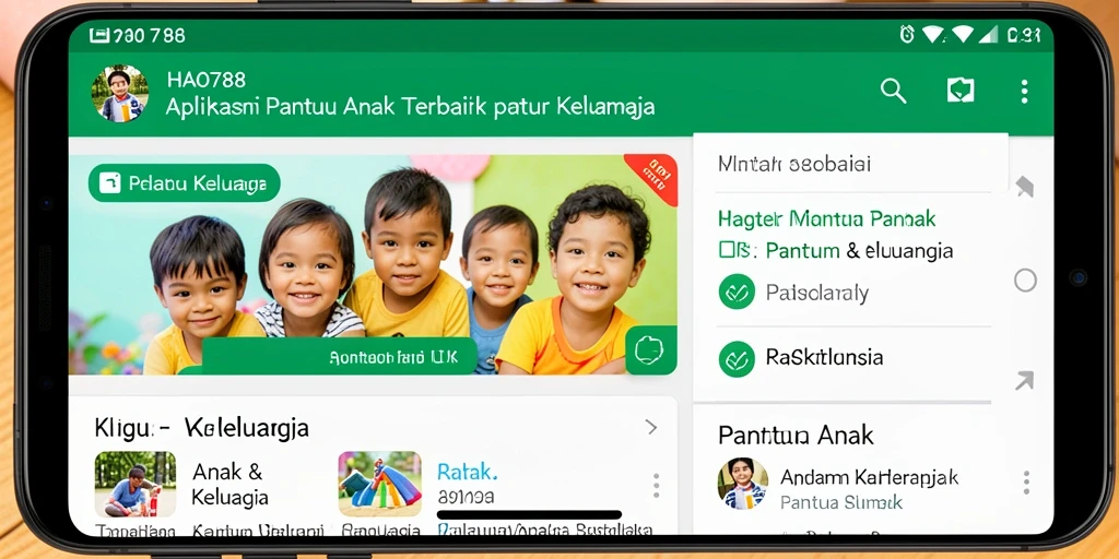 Tampilan antarmuka aplikasi HAO788 dengan fitur Pantau Anak.