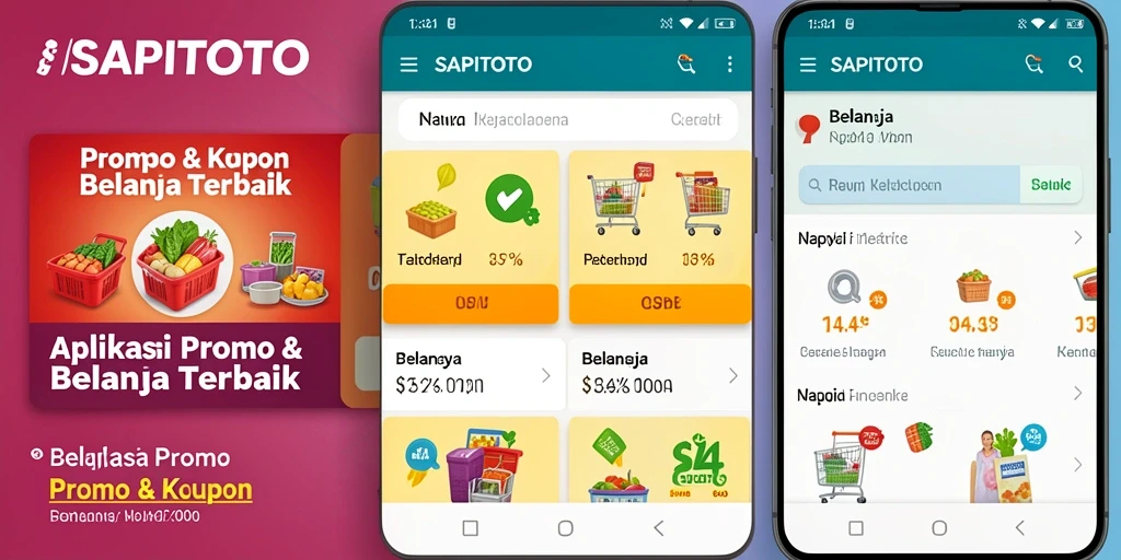 Tampilan antarmuka aplikasi SAPITOTO dengan promosi dan kupon menarik.