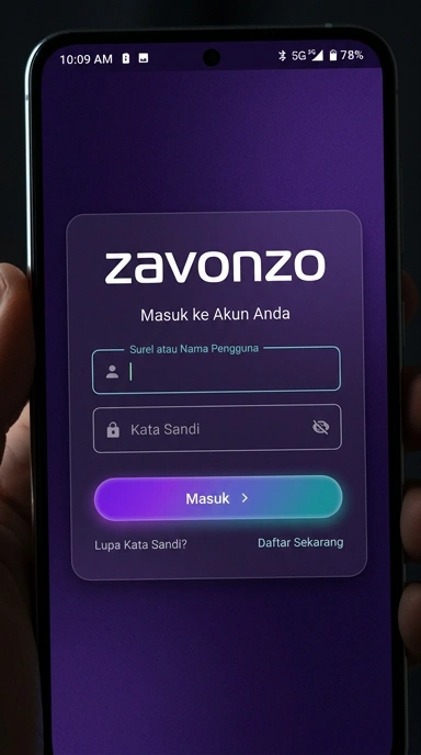 Tampilan halaman login zavonzo